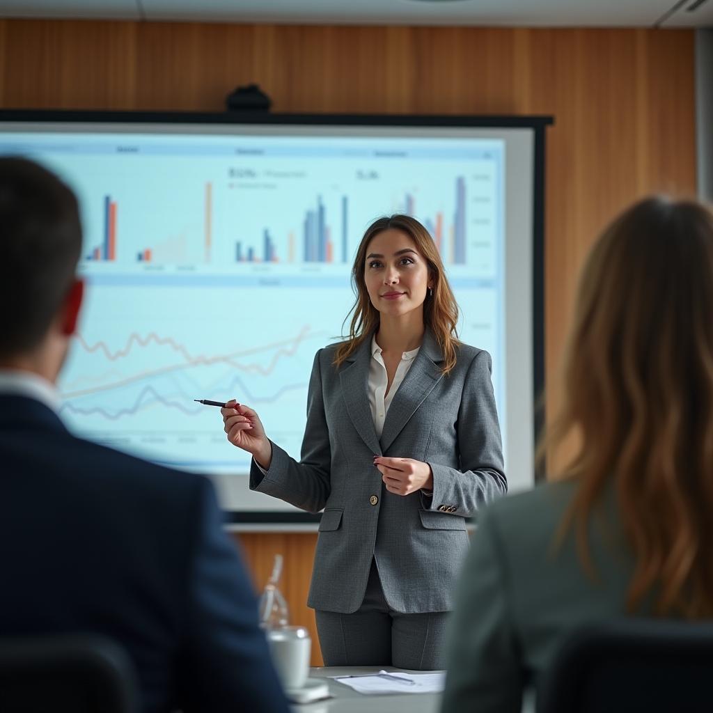 Финансовый специалист представляет данные руководству